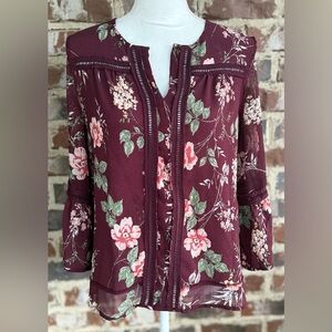 🦋 Fever Burgundy Floral Blouse